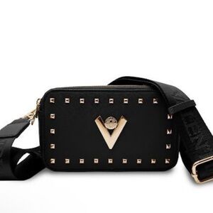 Black Studded Valentino Orlandi Crossbody Bag (camera style bag)